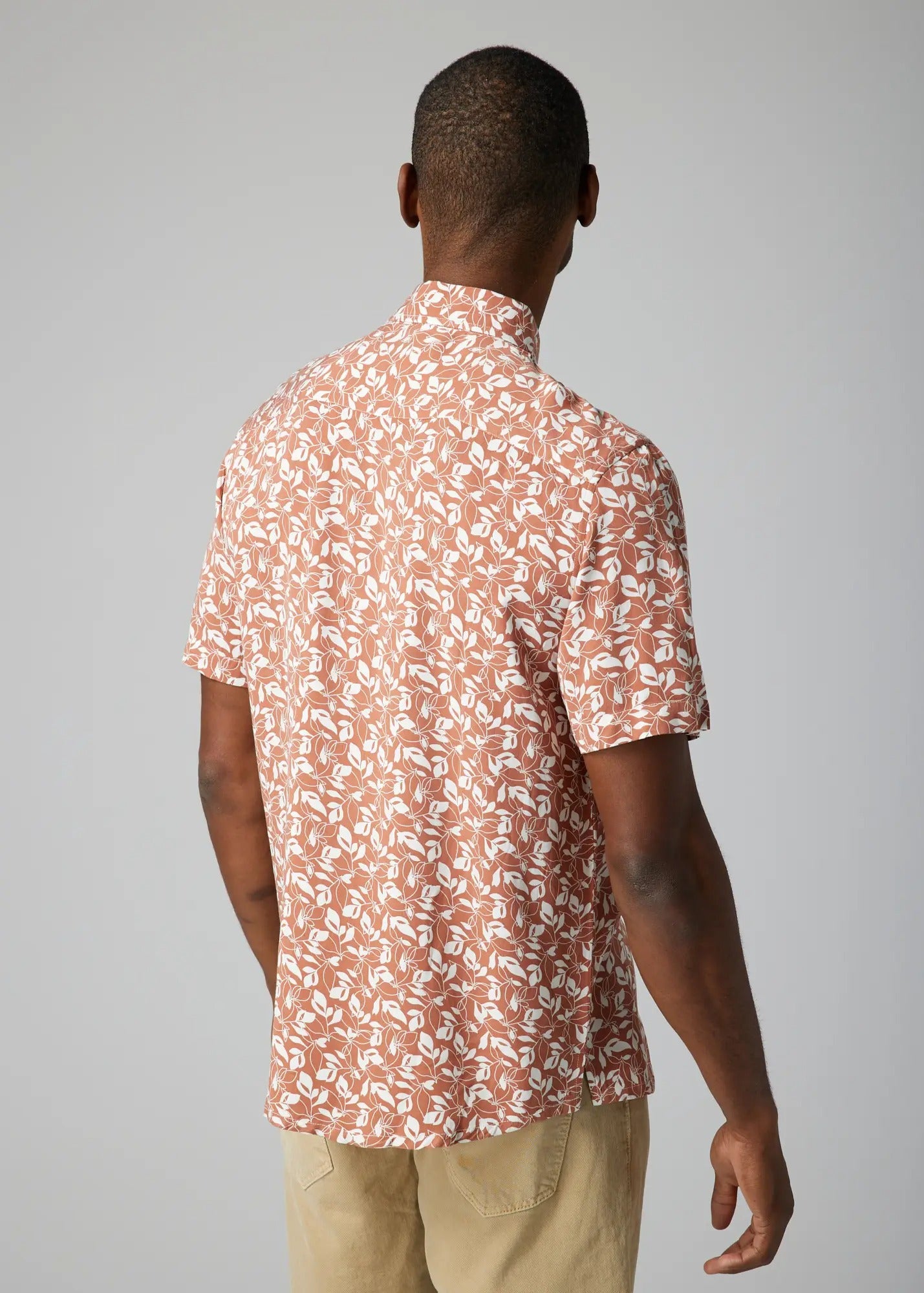 Faire,Julian & Mark, Julian & Mark Rust Floral Short Sleeve Button Up Shirt, Orange, Large-46-TagL