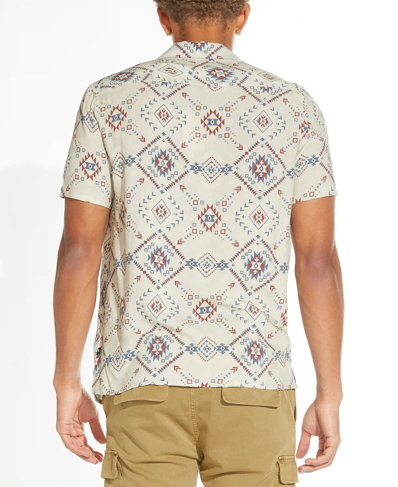 Civil Society Oatmeal Tribal Print Short Sleeve Shirt