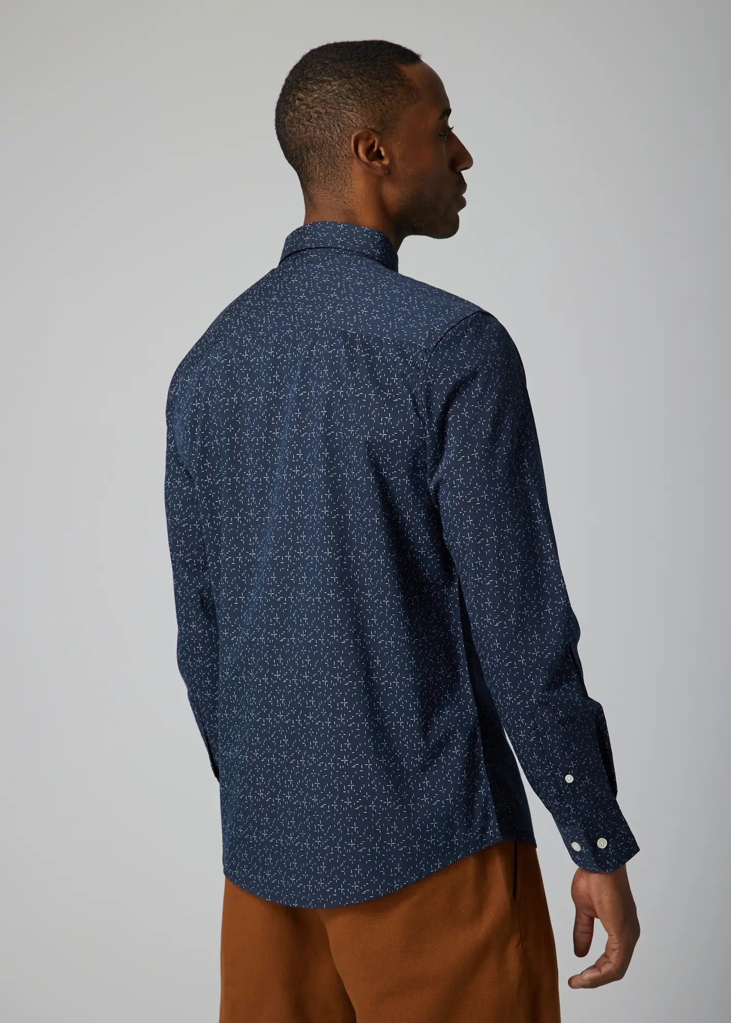 Faire,Julian & Mark, Julian & Mark Navy Geo Print Long Sleeve Button Up Shirt, Blue, Medium-43-TagM