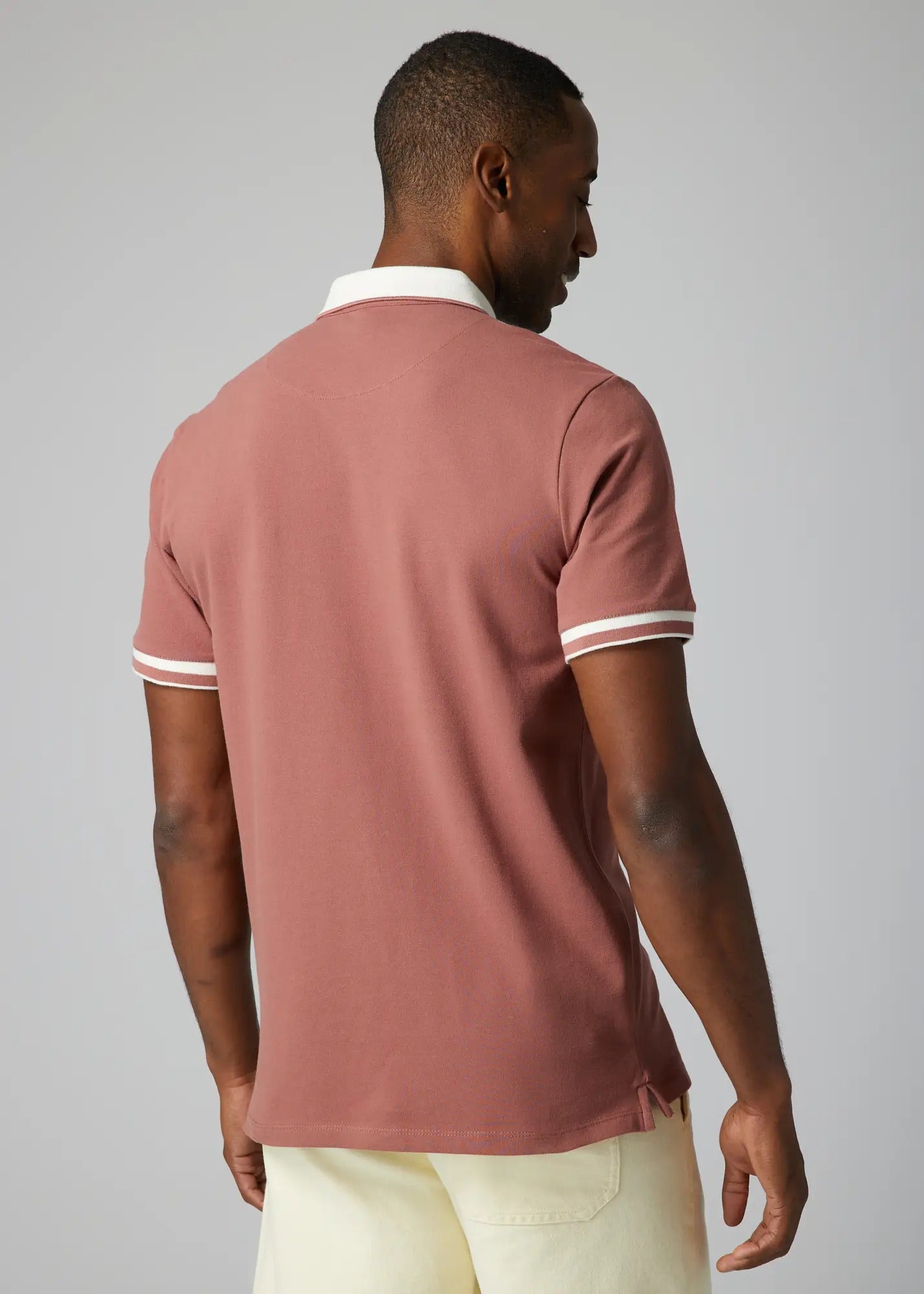Faire,Julian & Mark, Julian & Mark Pastel Red Short Sleeve Polo with Contrast White Details, Red, Extra Extra Large-51-TagXXL