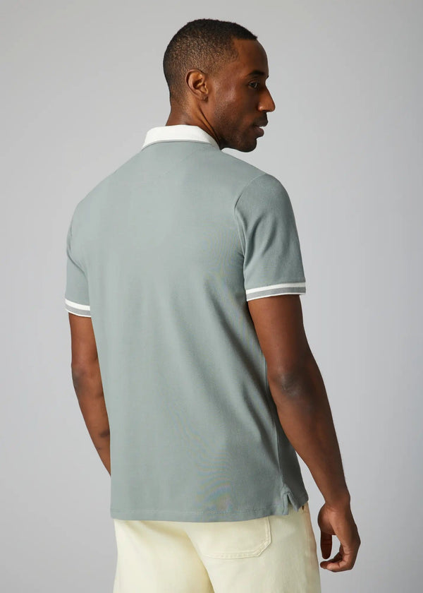 Julian & Mark Pastel Green Short Sleeve Polo with Contrast White Details