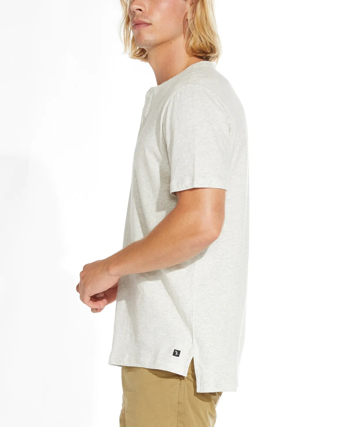 Wholesale,Civil Society, Civil Society Heather Light Grey Henley Short Sleeve T- Shirt, Grey, Medium-42-TagM