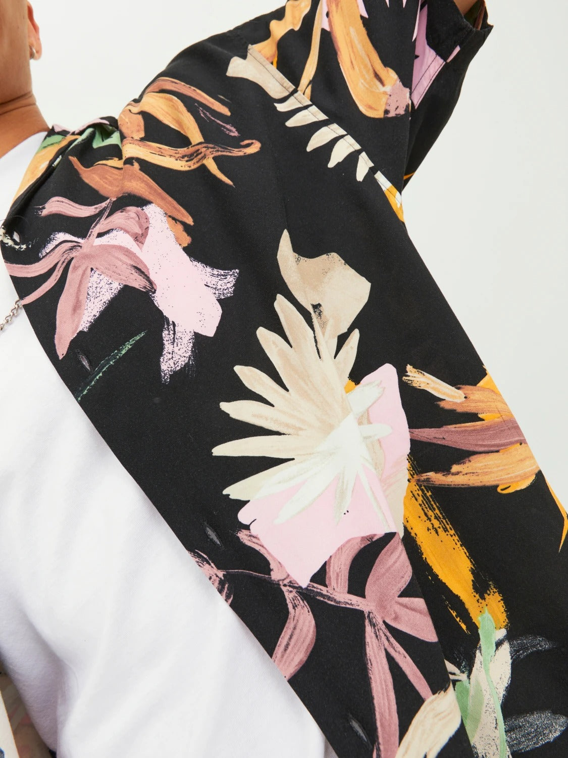 Wholesale,Jack & Jones, Jack & Jones Black Tropical Print Resort Shirt Short Sleeve, Black, Extra Extra Large-53-TagXXL