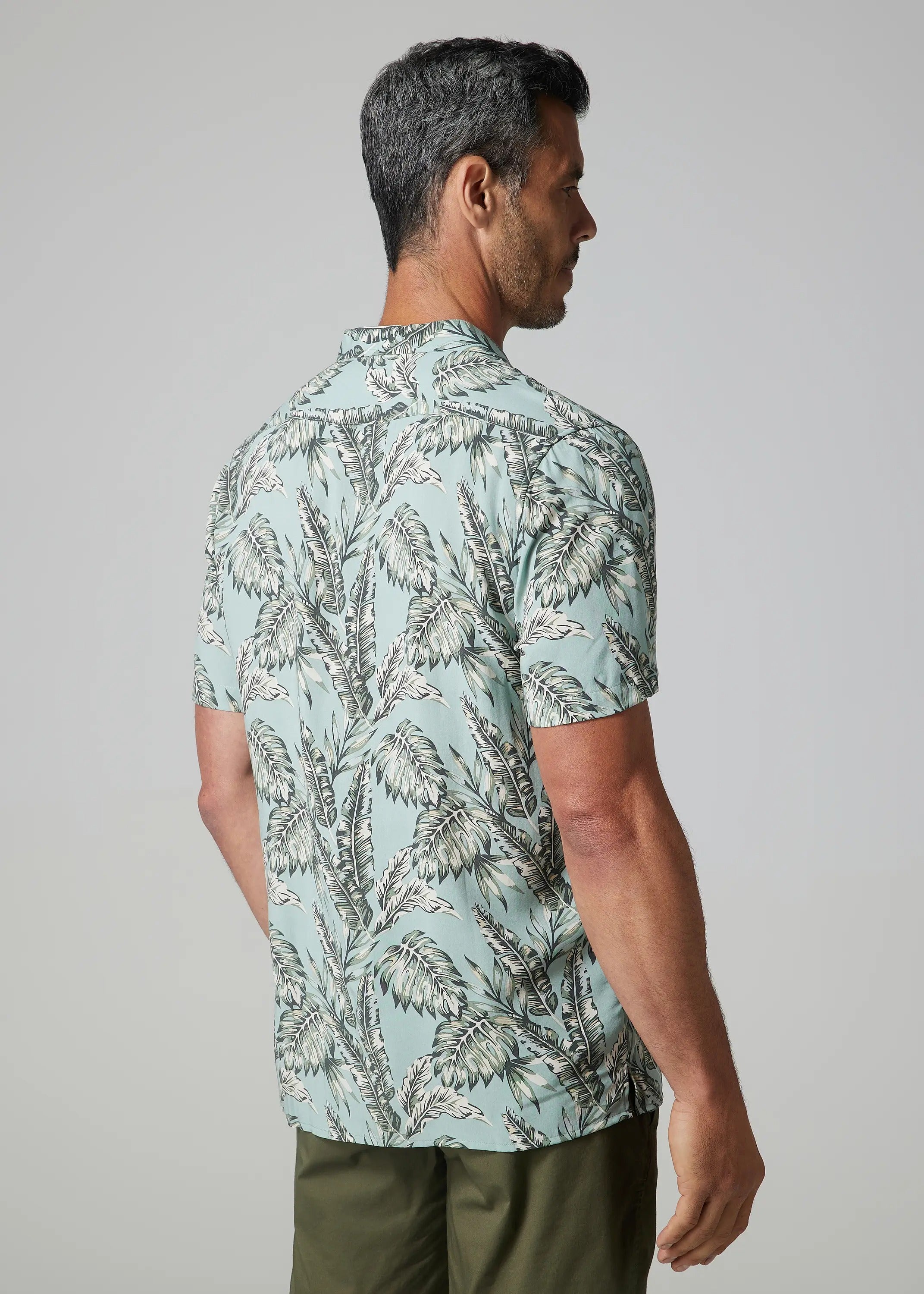 Faire,Julian & Mark, Julian & Mark Green Palm Print Short Sleeve Button Up Shirt, Green, Extra Extra Large-52-TagXXL