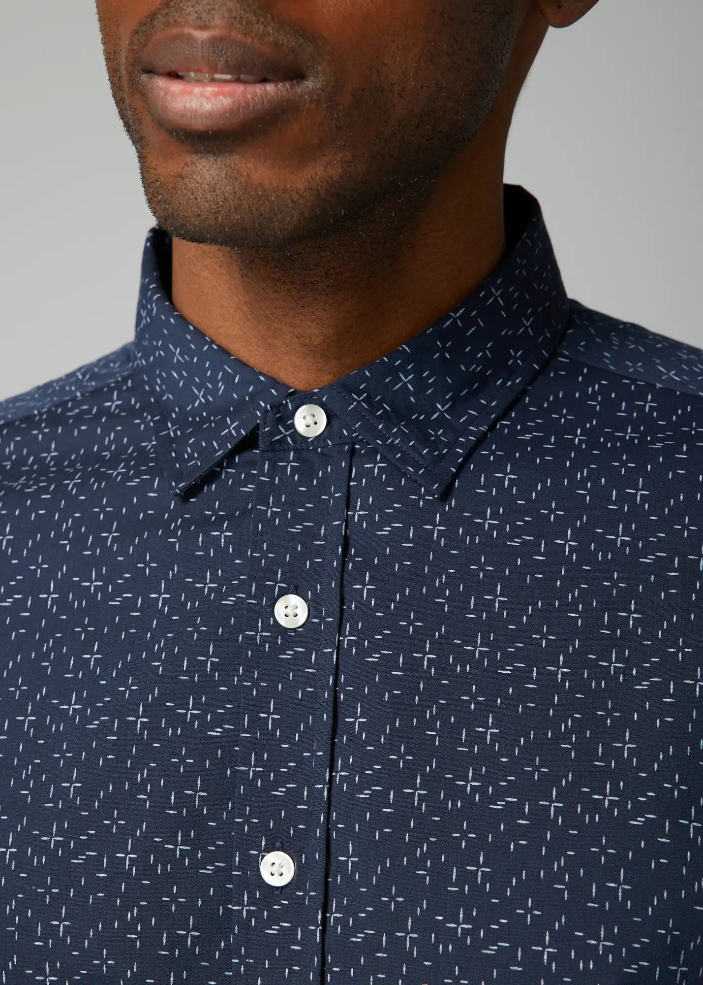 Faire,Julian & Mark, Julian & Mark Navy Geo Print Long Sleeve Button Up Shirt, Blue, Medium-43-TagM