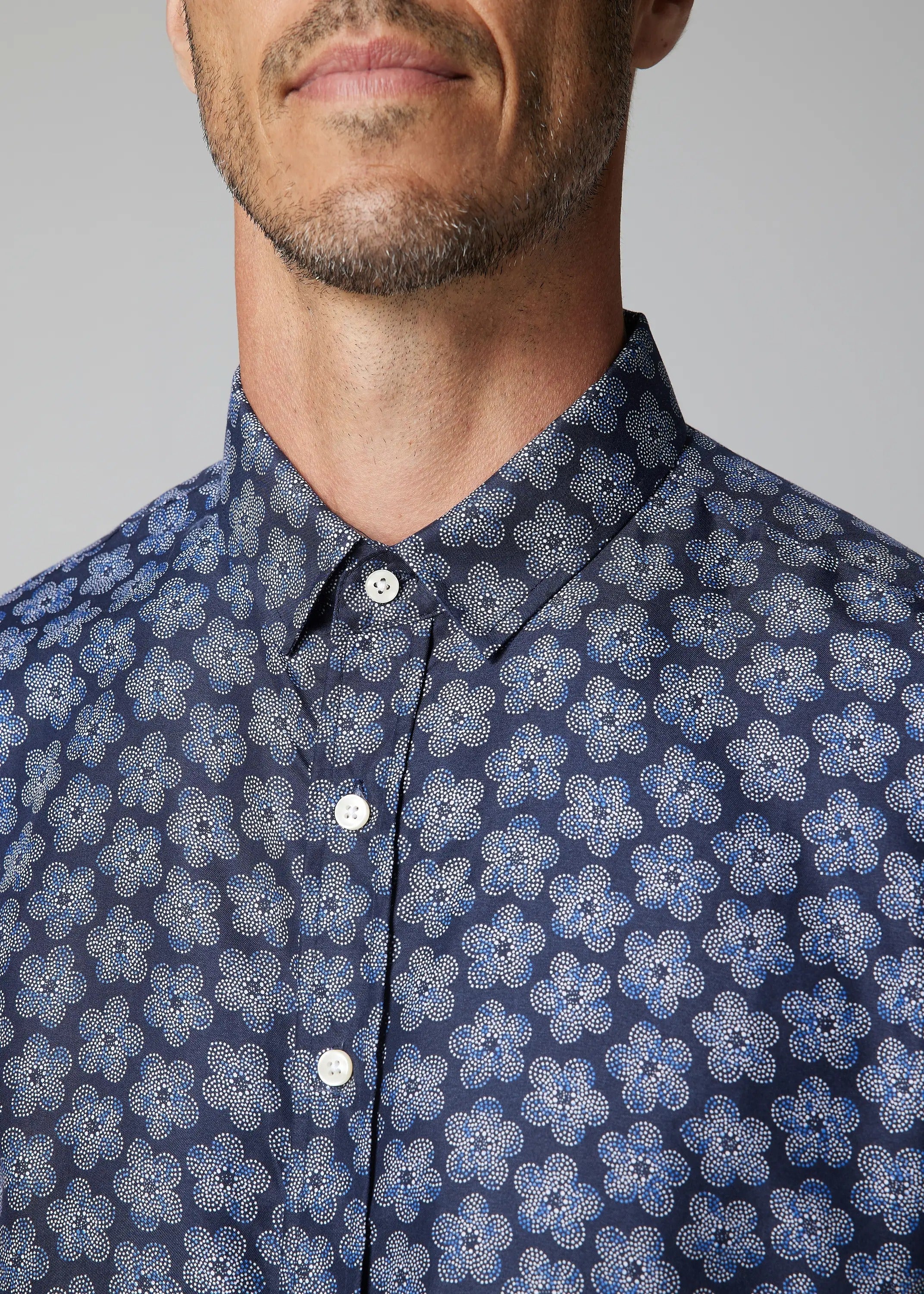 Faire,Julian & Mark, Julian & Mark Navy Floral Print Short Sleeve Button Up Shirt, Blue, Extra Extra Large-53-TagXXL