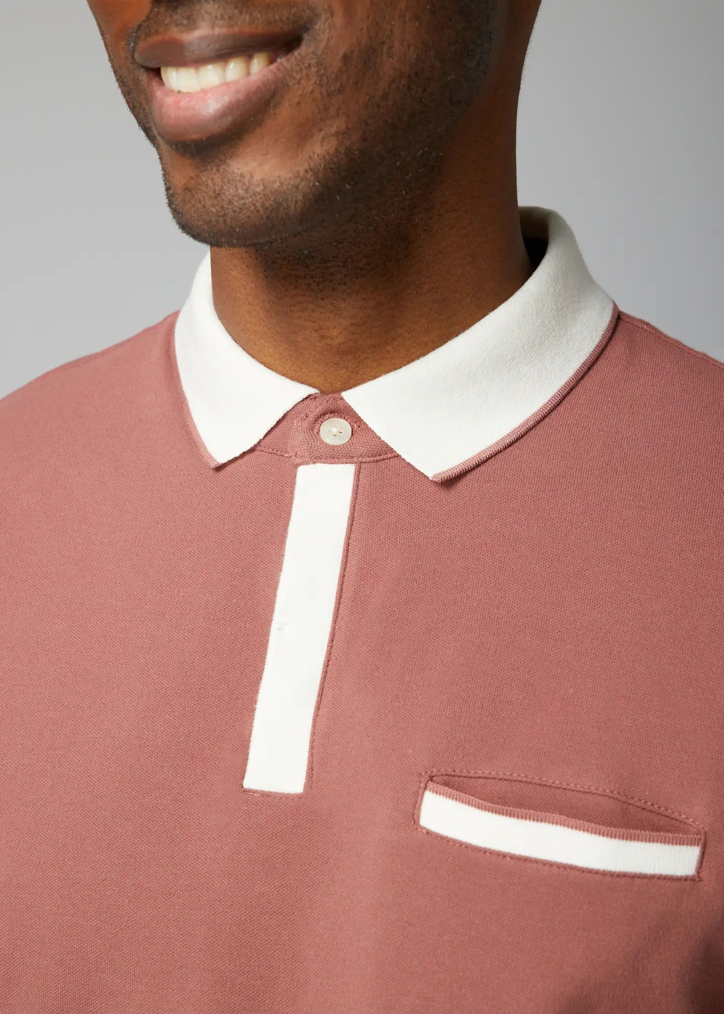 Faire,Julian & Mark, Julian & Mark Pastel Red Short Sleeve Polo with Contrast White Details, Red, Extra Extra Large-51-TagXXL