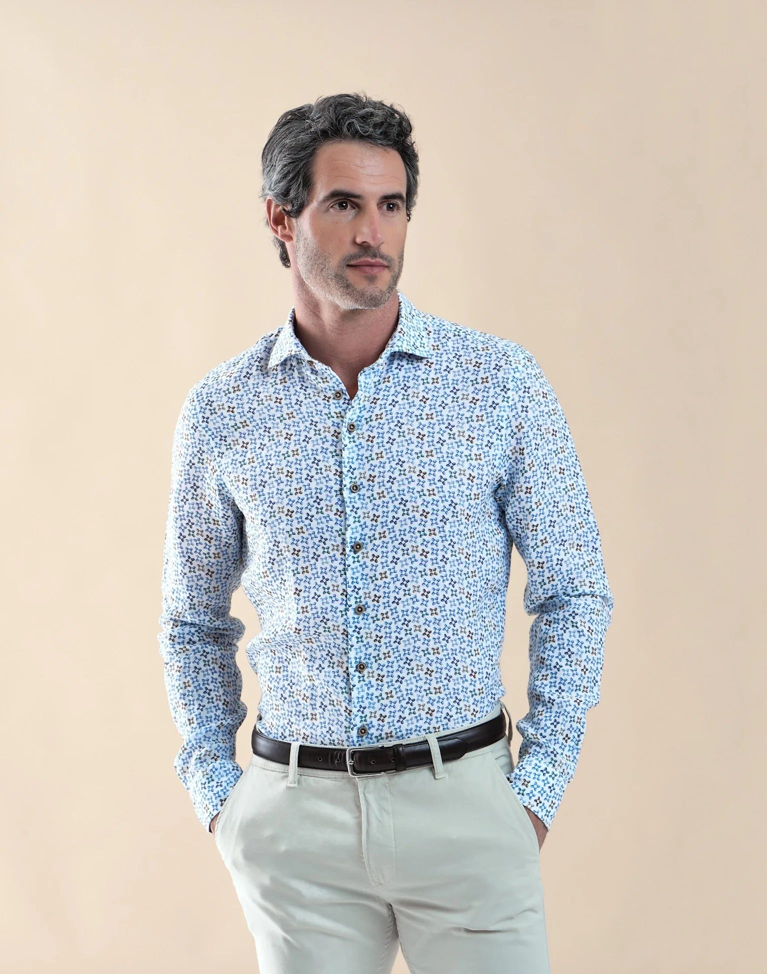 Brand Partner,R2 Amsterdam, R2 Amsterdam Multicolor Cups Print Linen Shirt, , 