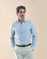 R2 Amsterdam Multicolor Cups Print Linen Shirt