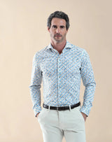 R2 Amsterdam White Cup Print Jersey Cotton Knitted Shirt