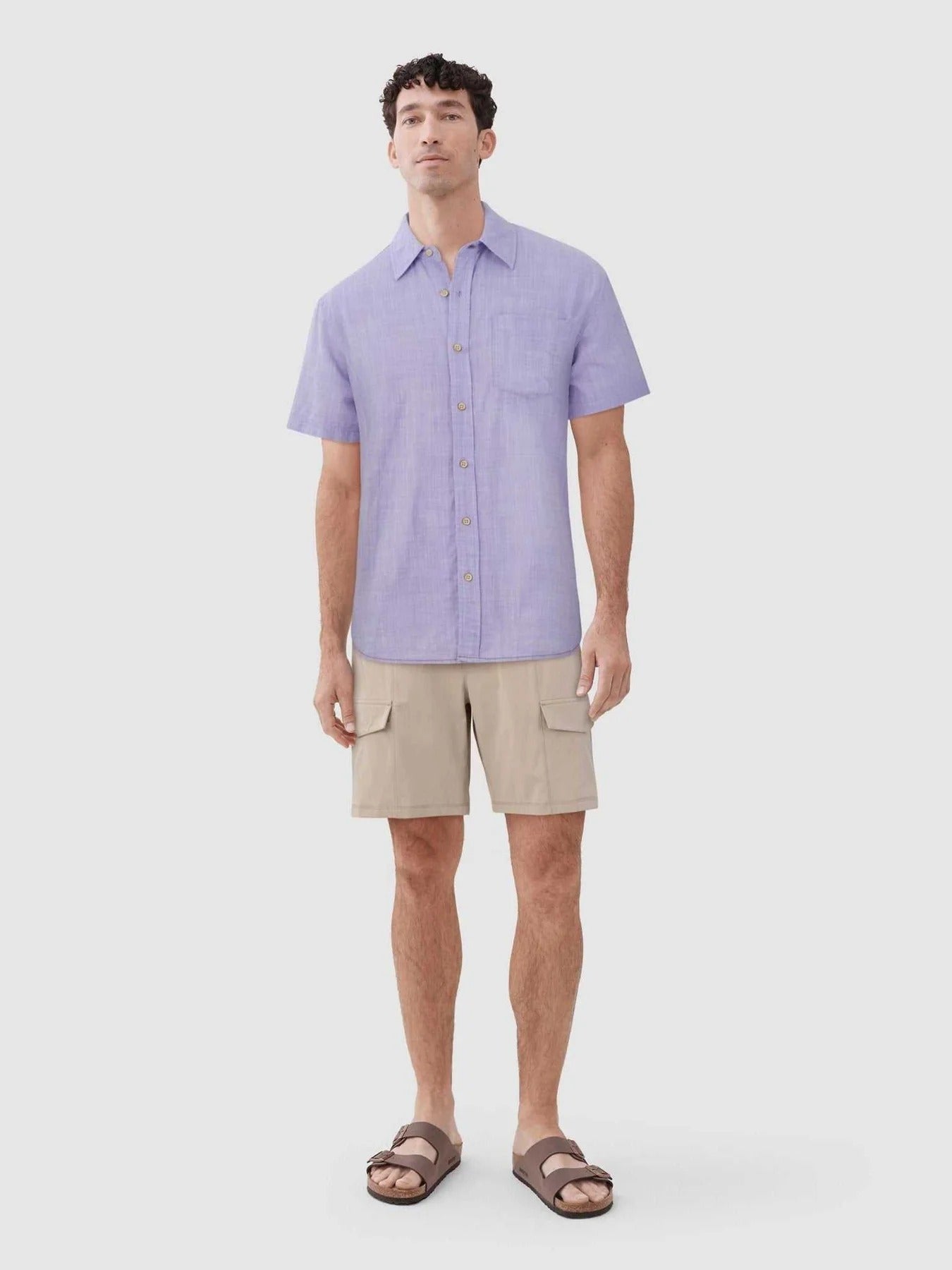 Faire,Surfside Supply, Surfside Supply Violet 2 Tone Cotton Slub 1 Pocket Short Sleeve Shirt, Purple, Extra Large-46-TagXL