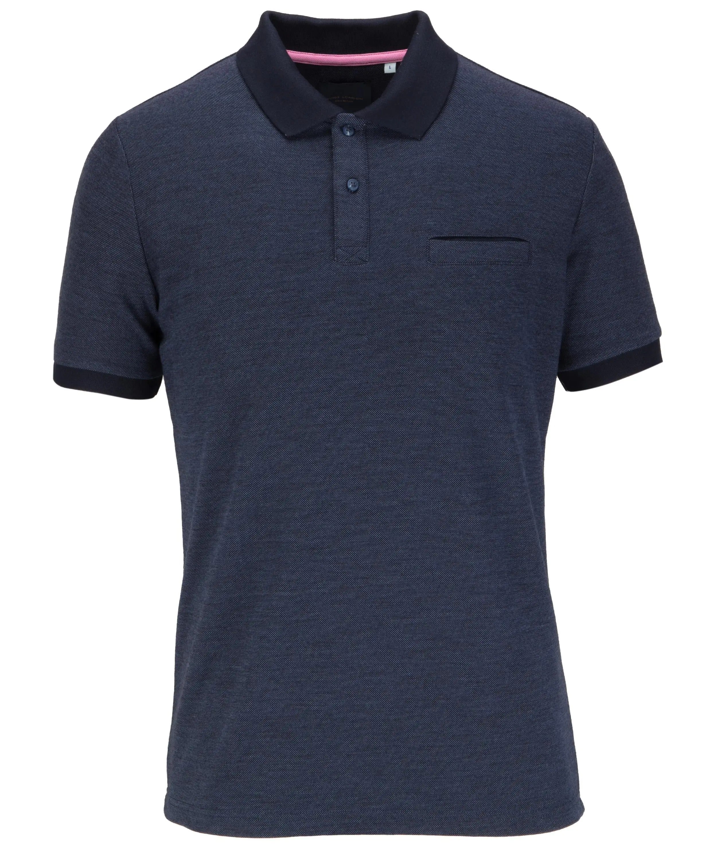 Faire,Guide London, Guide London Navy Hidden Skull Print Inside Placket Short Sleeve Polo, Blue, Medium-41-TagM