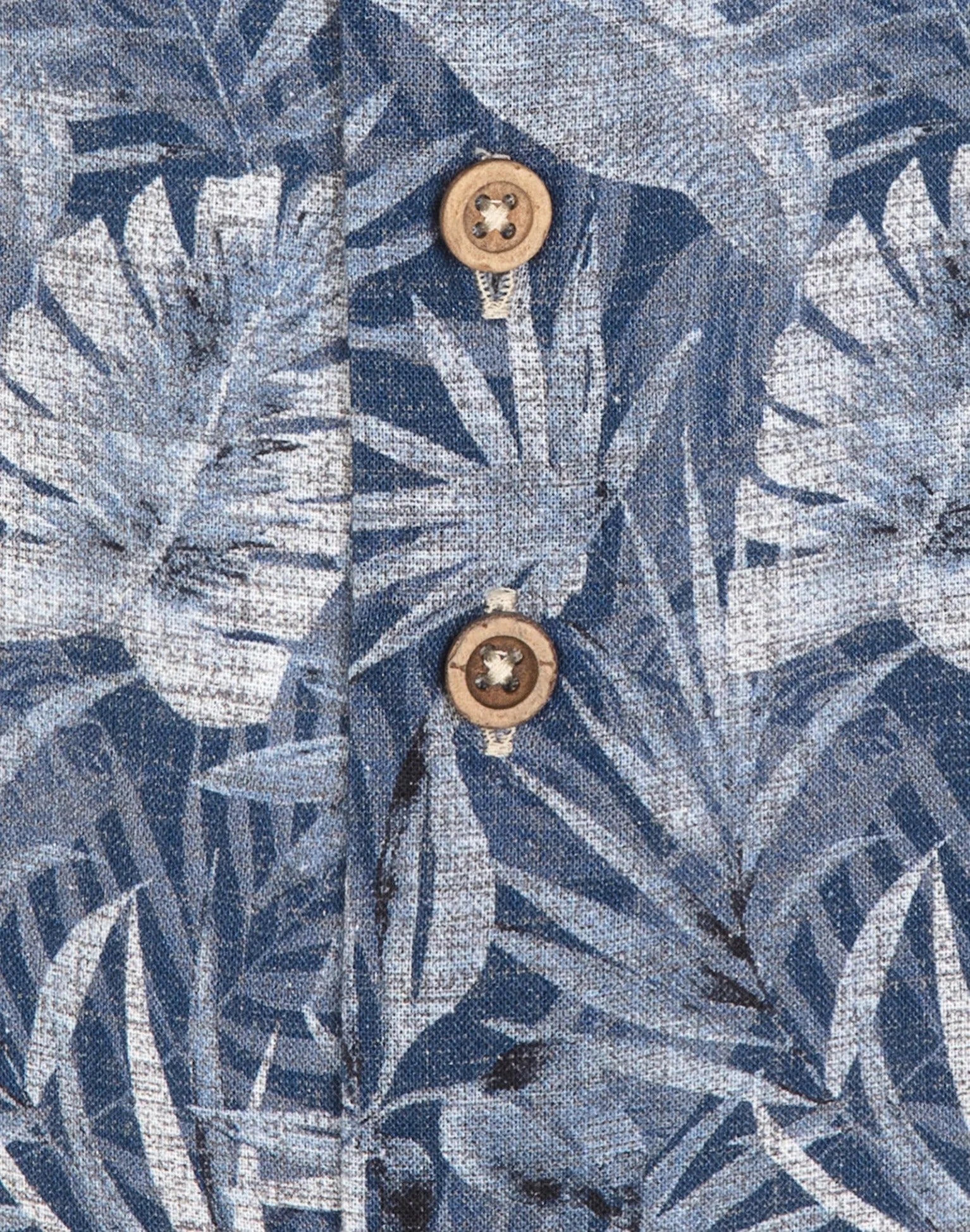 Brand Partner,R2 Amsterdam, R2 Amsterdam Blue Leaf Print Linen Shirt, Blue, Medium-44-Tag41