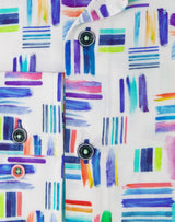 R2 Amsterdam Multicolor Paint Print Viscose Shirt