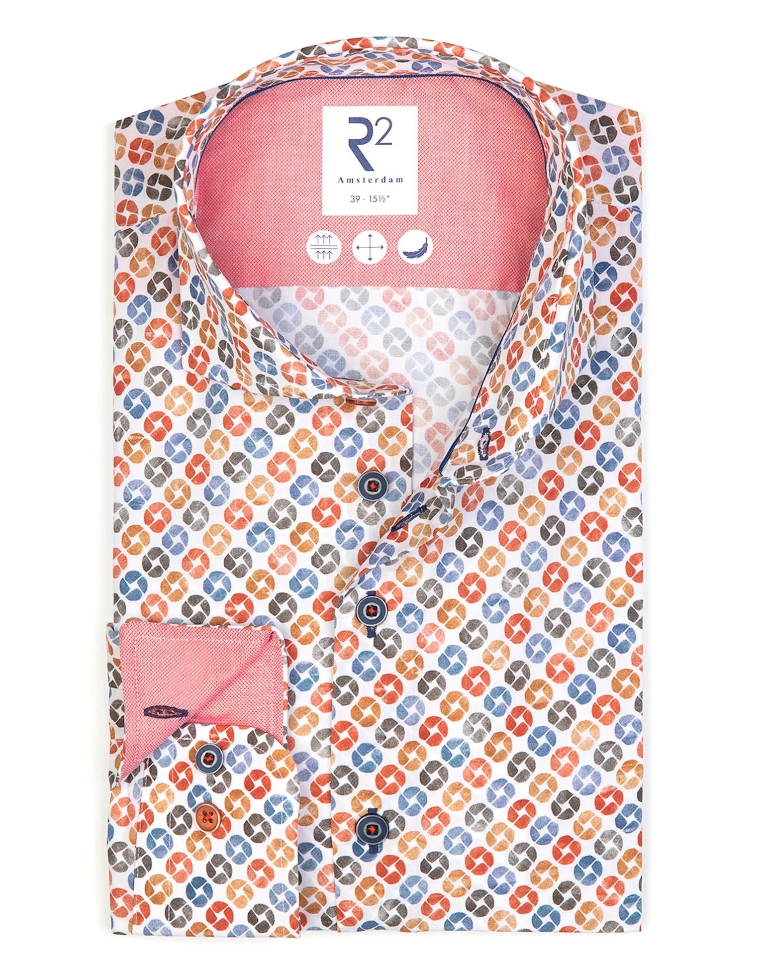 Brand Partner,R2 Amsterdam, R2 Amsterdam Multicolor Cup Print Cotton Shirt, White, Large-46-Tag42
