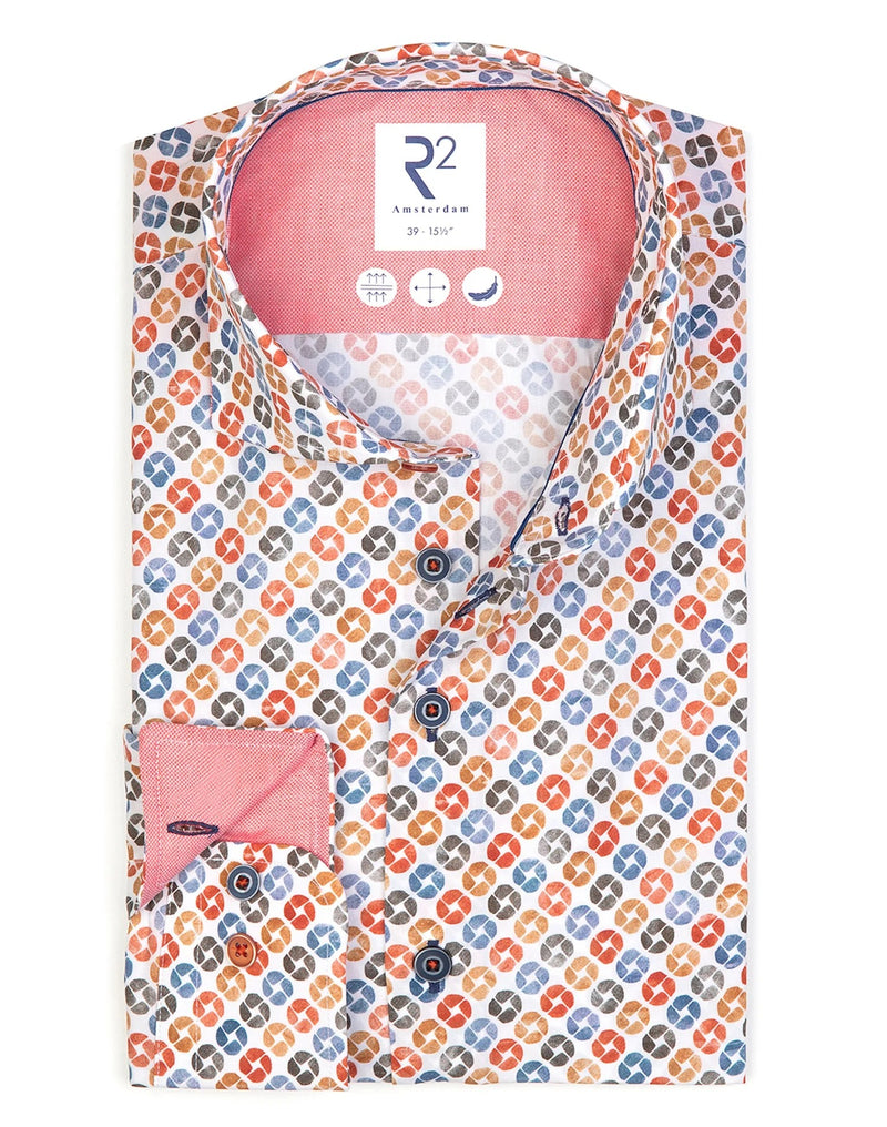 R2 Amsterdam Multicolor Cup Print Cotton Shirt