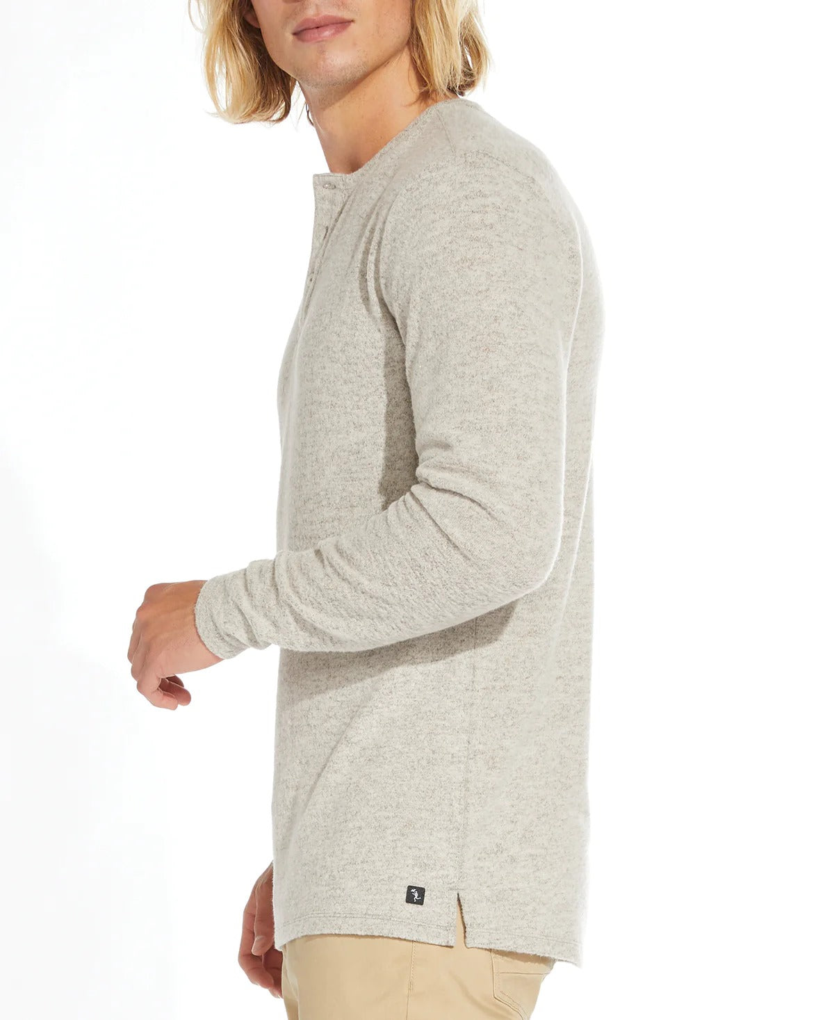 Wholesale,Civil Society, Civil Society Heather Beige Brushed Henley, Tan, Small-38-TagS