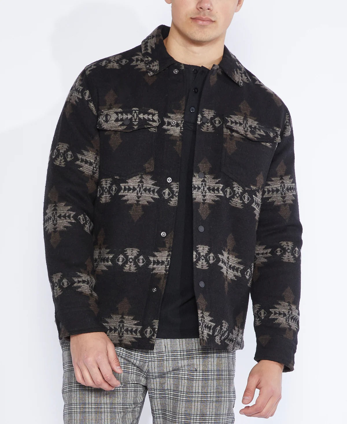 Wholesale,Civil Society, Civil Society Black Jacquard Shirt Jacket, Black, Extra Extra Large-52-TagXXLExtra Large-49-TagXLLarge-47-TagLMedium-45-TagMSmall-42-TagS