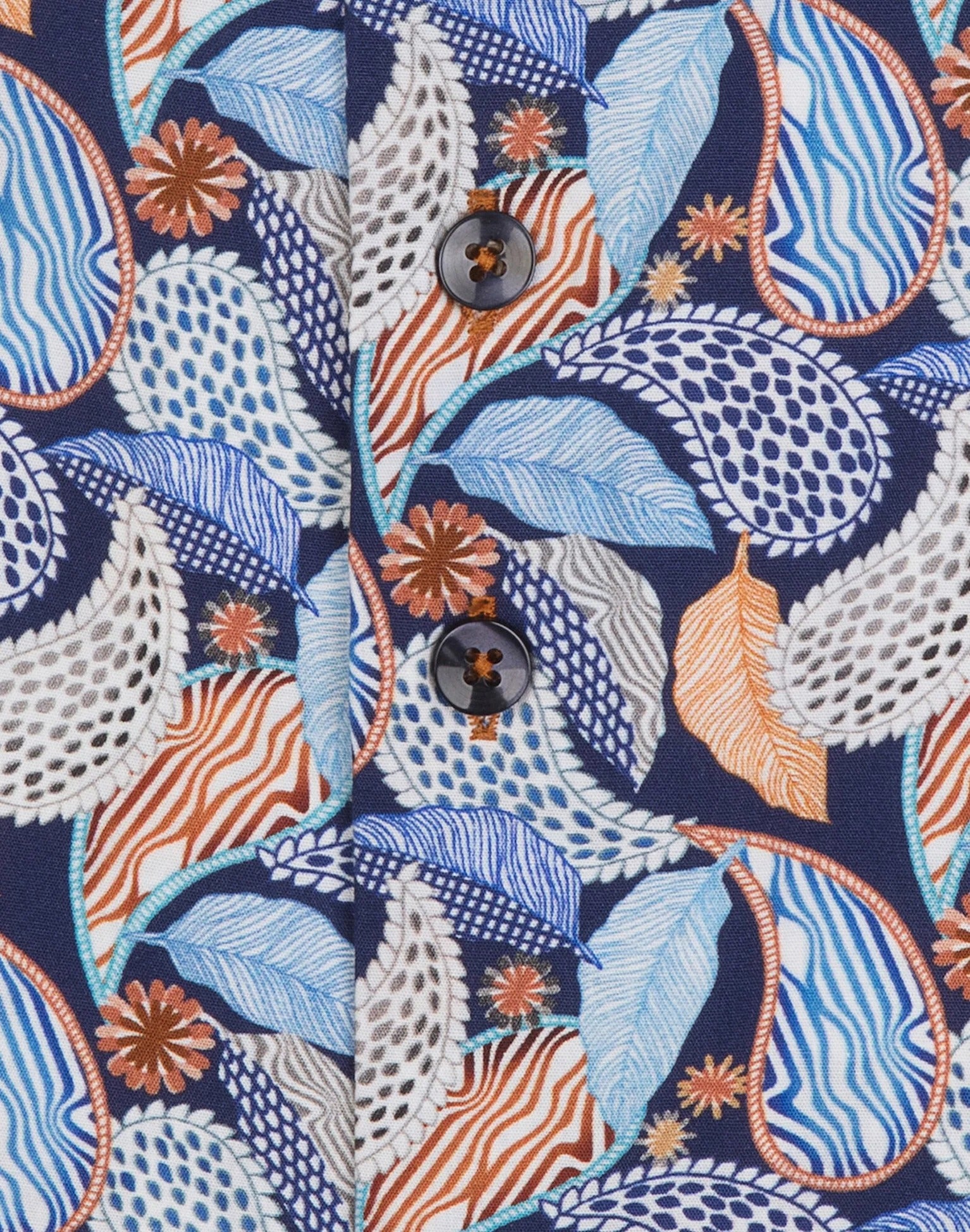 Brand Partner,R2 Amsterdam, R2 Amsterdam Blue Paisley Print Viscose Blend Shirt, Blue, Large-46-Tag42
