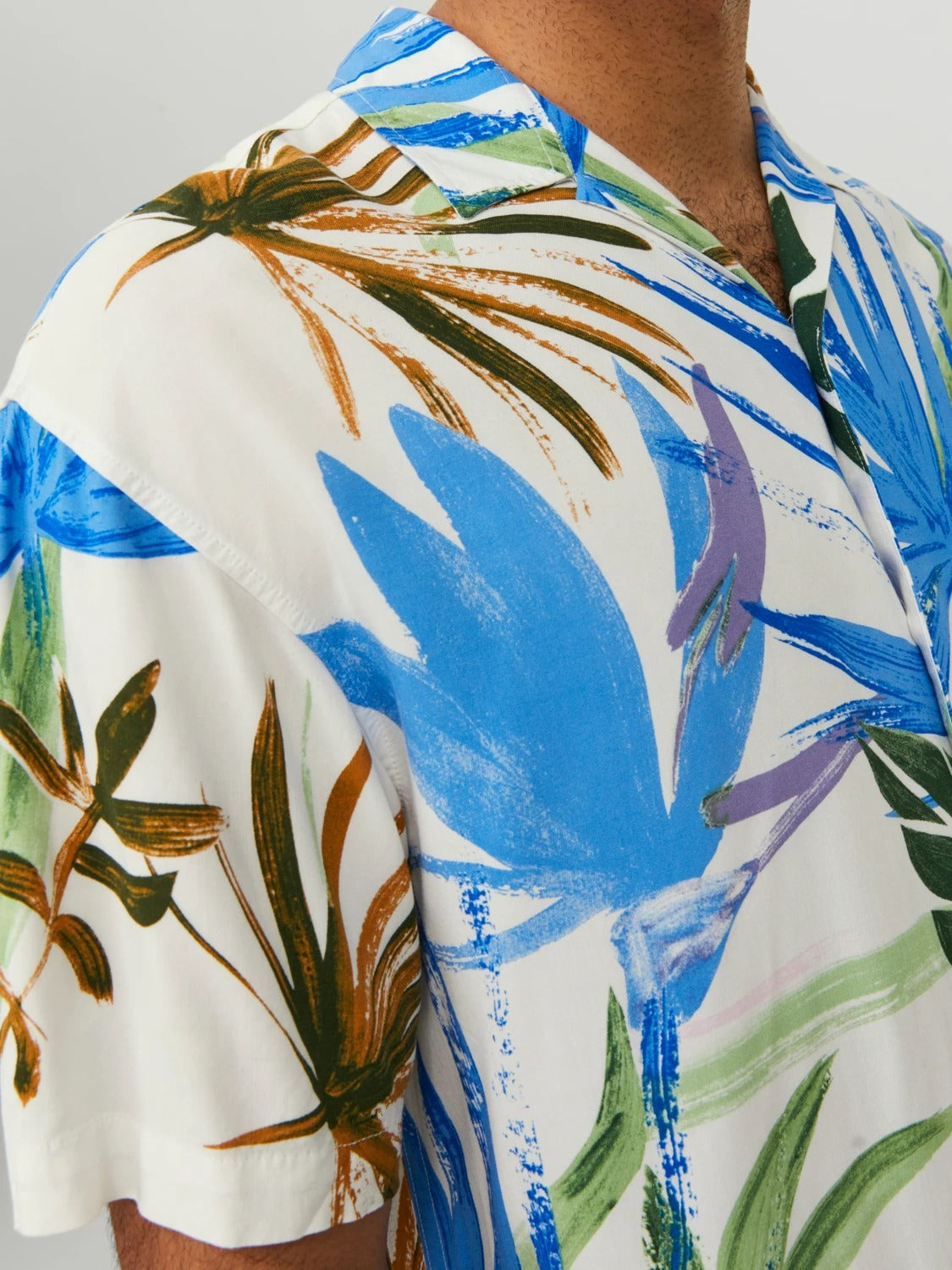 Wholesale,Jack & Jones, Jack & Jones White Tropical Print Resort Shirt Short Sleeve, White, Medium-44-TagM