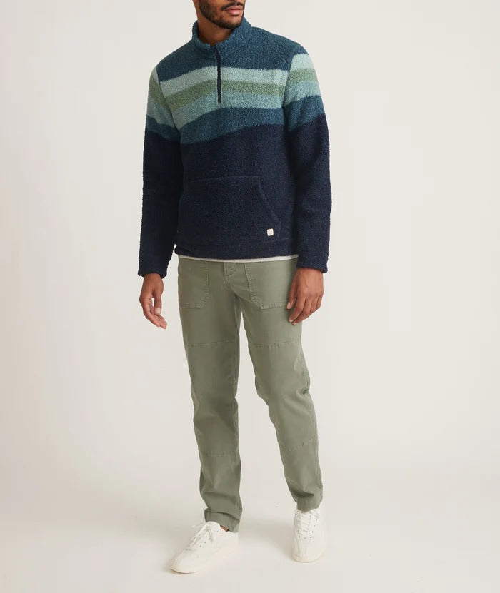 Wholesale,Marine Layer, Marine Layer Navy/Green Wave Long Sleeve Colorblock Sherpa Pullover, Blue, Medium-44-TagM