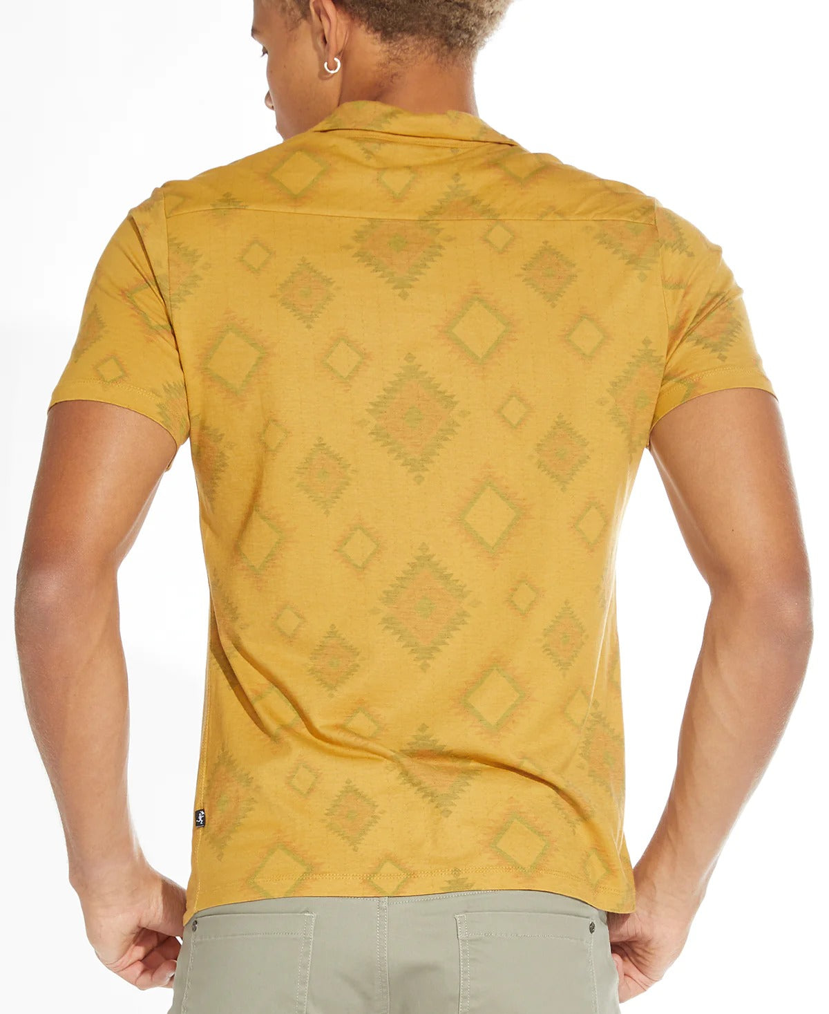 Wholesale,Civil Society, Civil Society Mustard Knit Tribal Print Short Sleeve Shirt, Yellow, Large-46-TagL