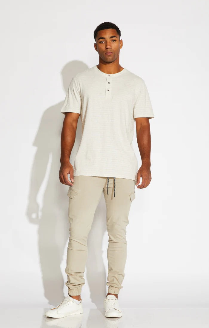 Wholesale,Civil Society, Civil Society Heather Oatmeal Jacquard striped Jersey Henley Short Sleeve T- Shirt, Cream, Extra Large-46-TagXLLarge-45-TagLLarge-44-TagLMedium-42-TagMSmall-39-TagSExtra Large-48-TagXLExtra Extra Large-48-TagXXL