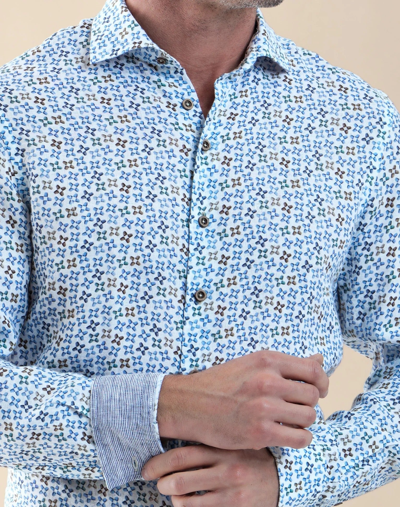 Brand Partner,R2 Amsterdam, R2 Amsterdam Multicolor Cups Print Linen Shirt, , 