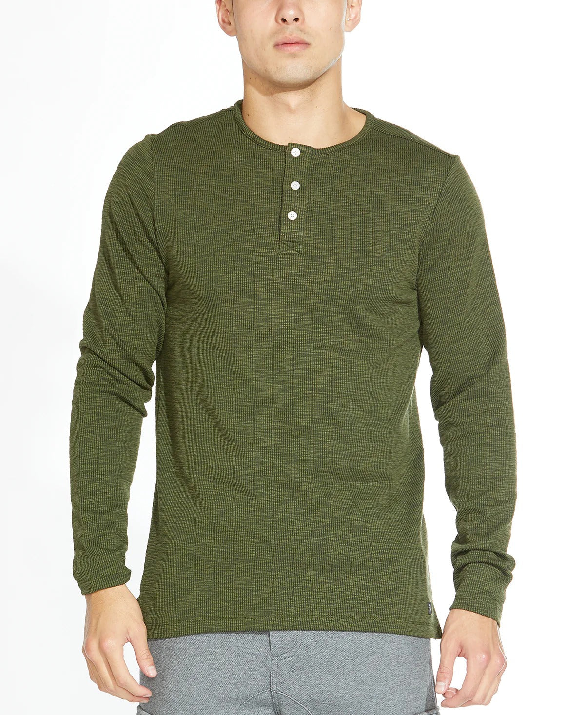 Wholesale,Civil Society, Civil Society Olive Ribbed Henley, Green, Large-42-TagL