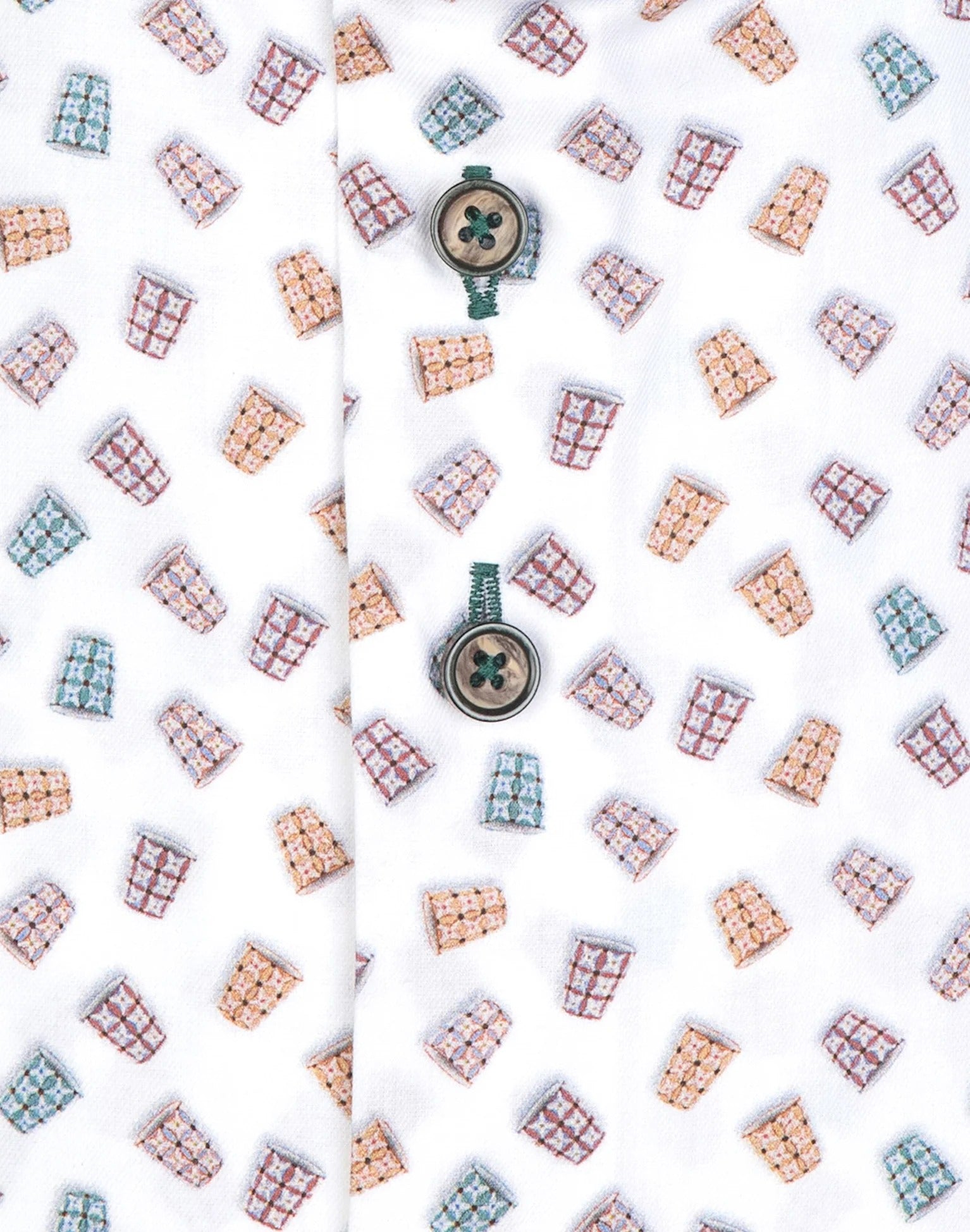 Brand Partner,R2 Amsterdam, R2 Amsterdam White Multicolor Cup Print Cotton Shirt, White, Small-41-Tag39