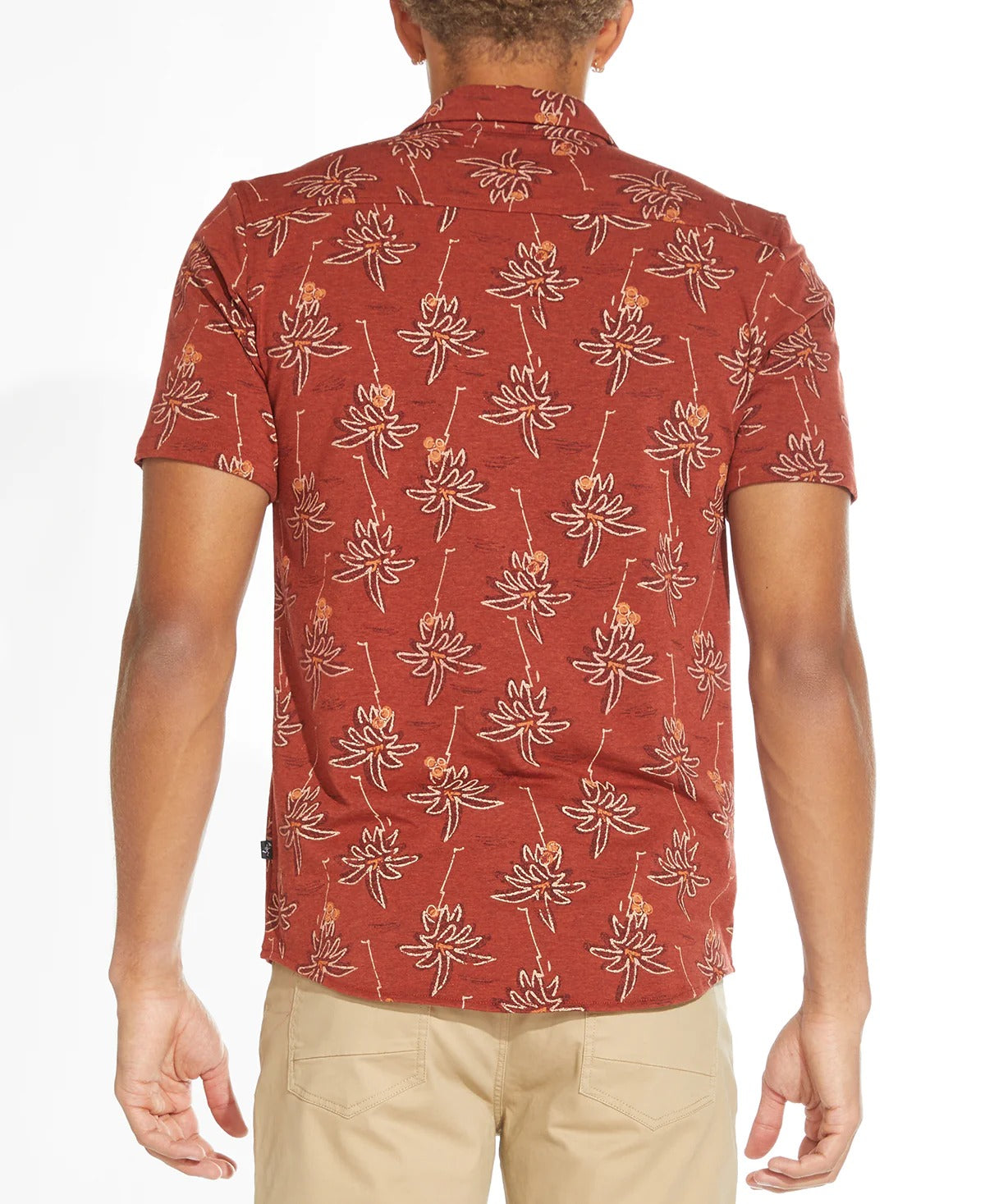 Wholesale,Civil Society, Civil Society Heather Rust Knit Coconut Print Short Sleeve Shirt, Red, Medium-42-TagM