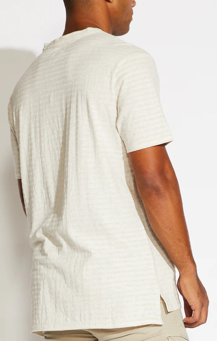 Wholesale,Civil Society, Civil Society Heather Oatmeal Jacquard striped Jersey Henley Short Sleeve T- Shirt, Cream, Extra Large-46-TagXLLarge-45-TagLLarge-44-TagLMedium-42-TagMSmall-39-TagSExtra Large-48-TagXLExtra Extra Large-48-TagXXL