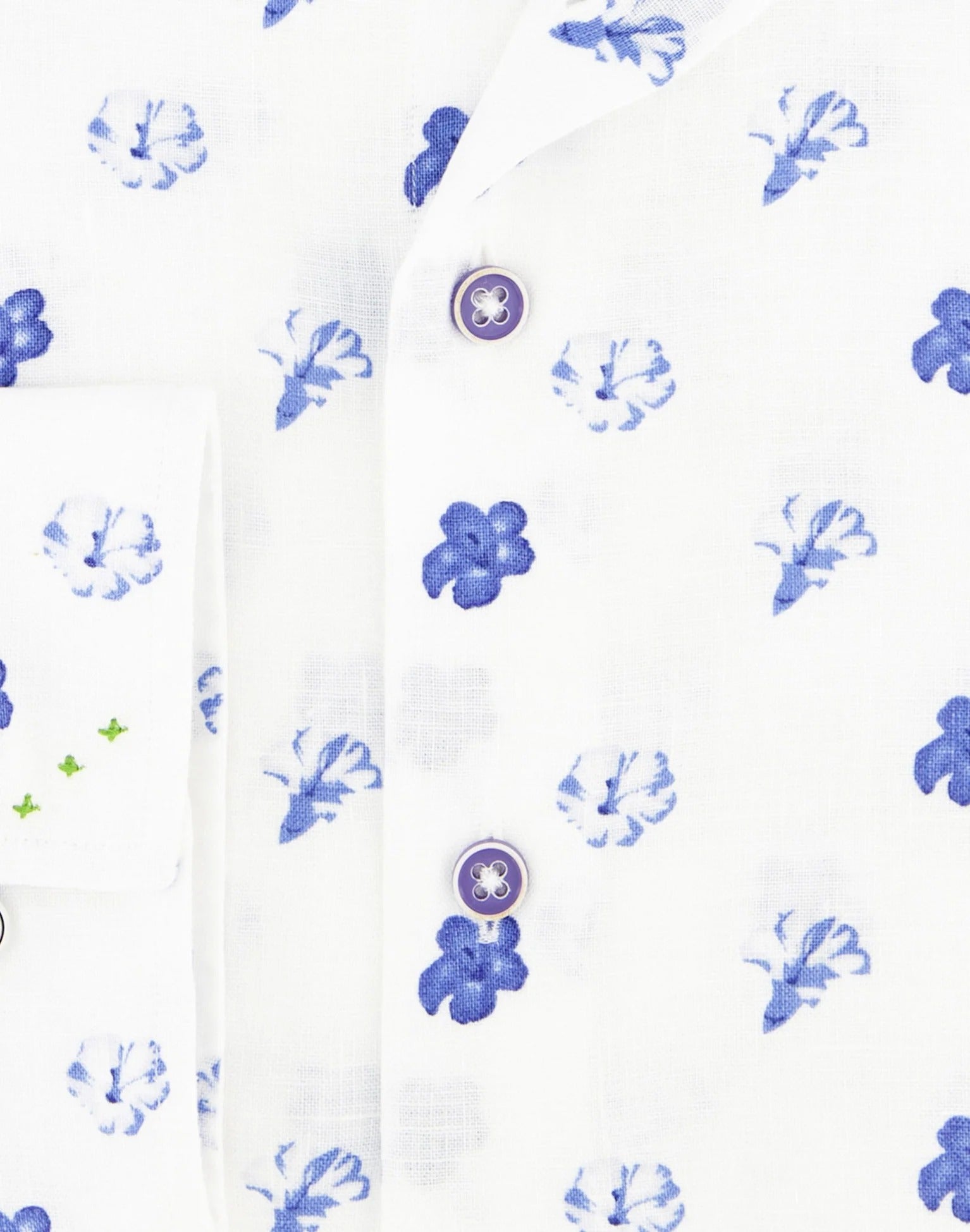 Brand Partner,R2 Amsterdam, R2 Amsterdam White/Blue Floral-Print Linen Shirt, , 
