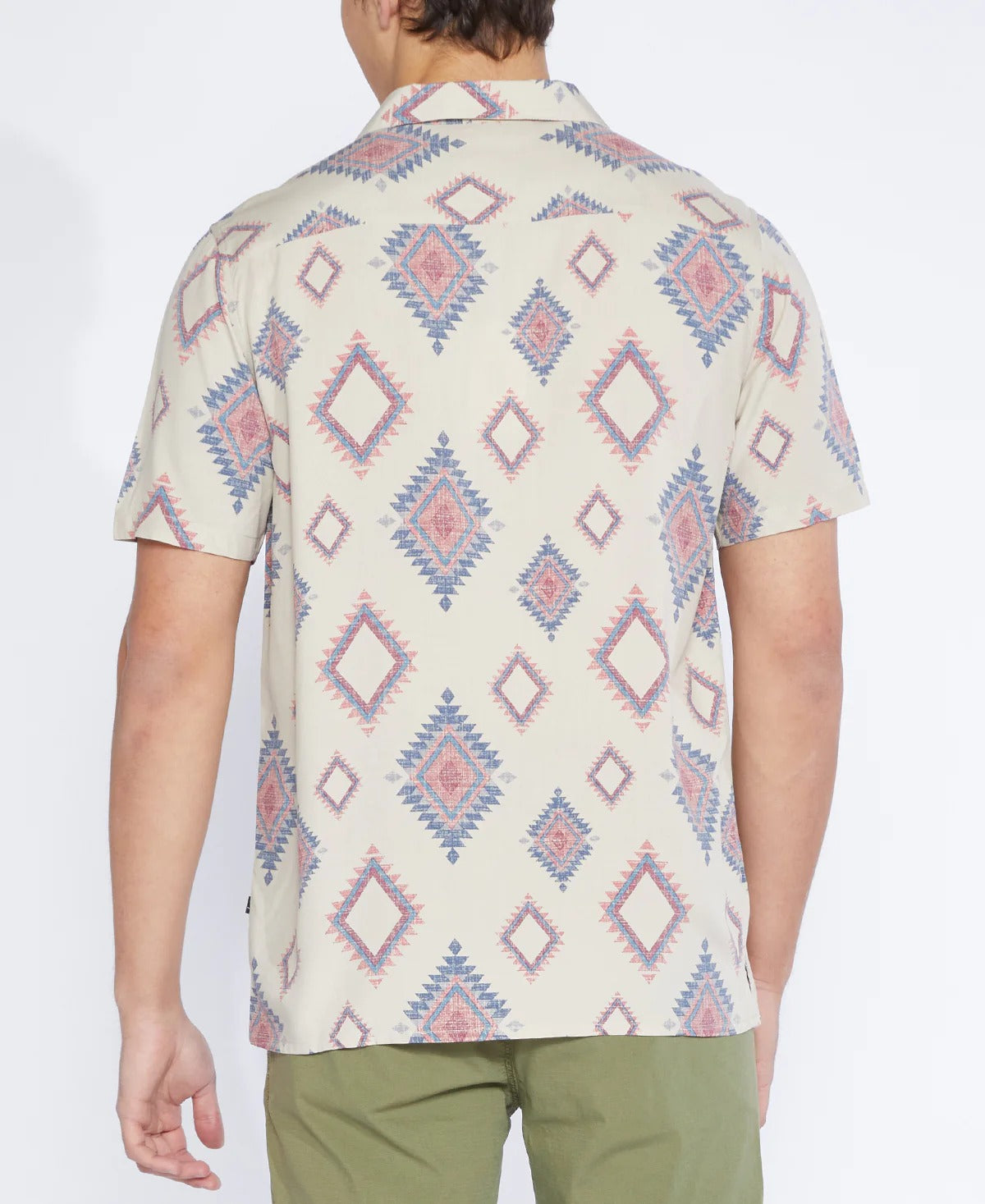 Wholesale,Civil Society, Civil Society Beige Tribal Print Short Sleeve Shirt, Tan, Large-46-TagL