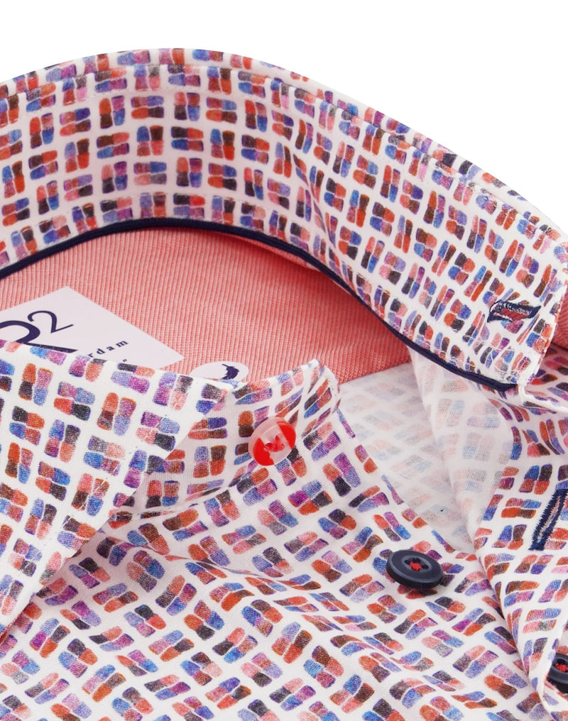 R2 Amsterdam Orange Cups Print Stretch Shirt