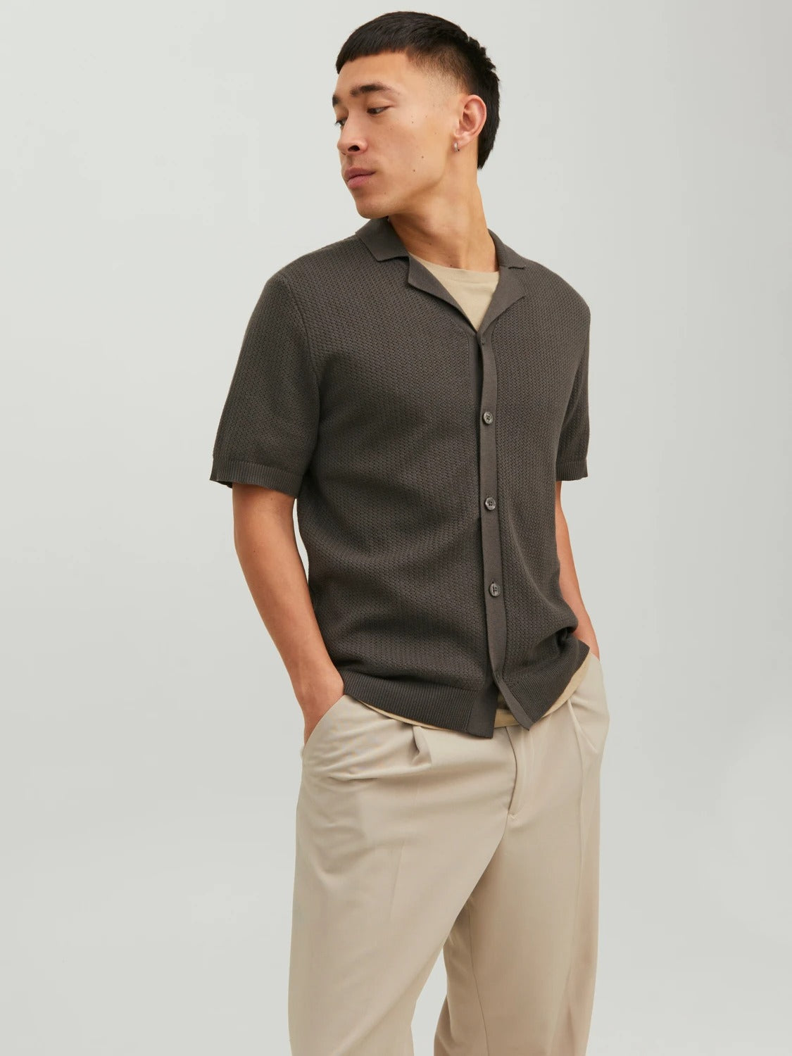 Wholesale,Jack & Jones, Jack & Jones Grey Knit Short Sleeve Shirt, Grey, Medium-40-TagM