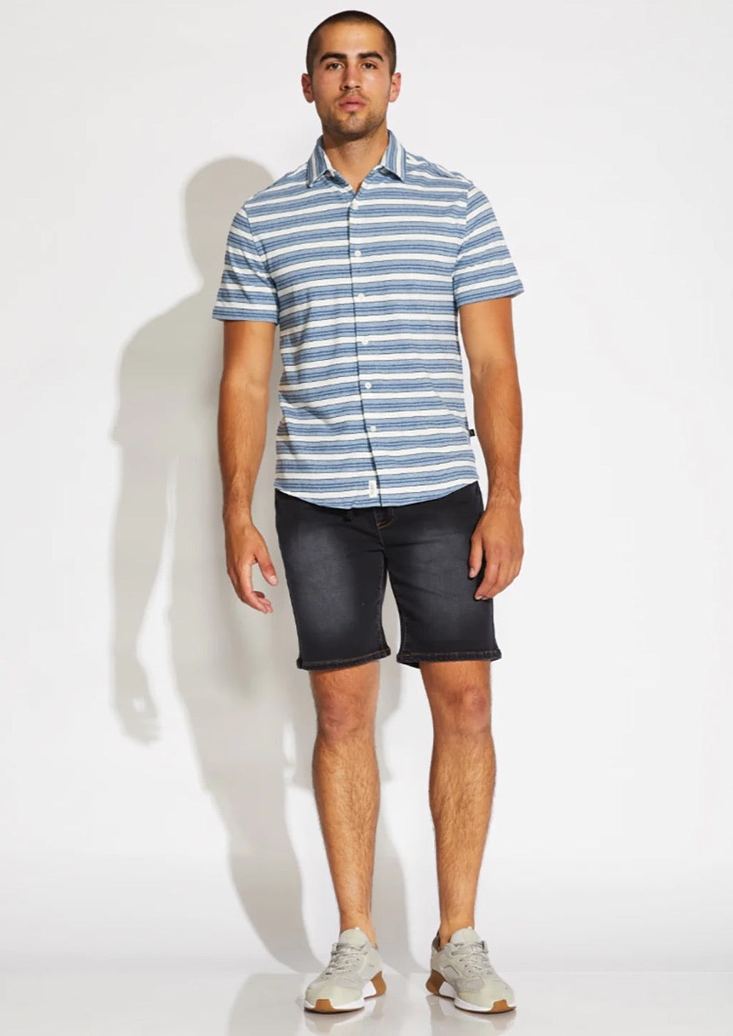 Wholesale,Civil Society, Civil Society Indigo Stripe Button Up Knit Short Sleeve Shirt, Blue, Extra Extra Large-50-TagXXLExtra Large-46-TagXLLarge-44-TagLMedium-42-TagLMedium-42-TagMSmall-40-TagSLarge-43-TagXLLarge-45-TagXL