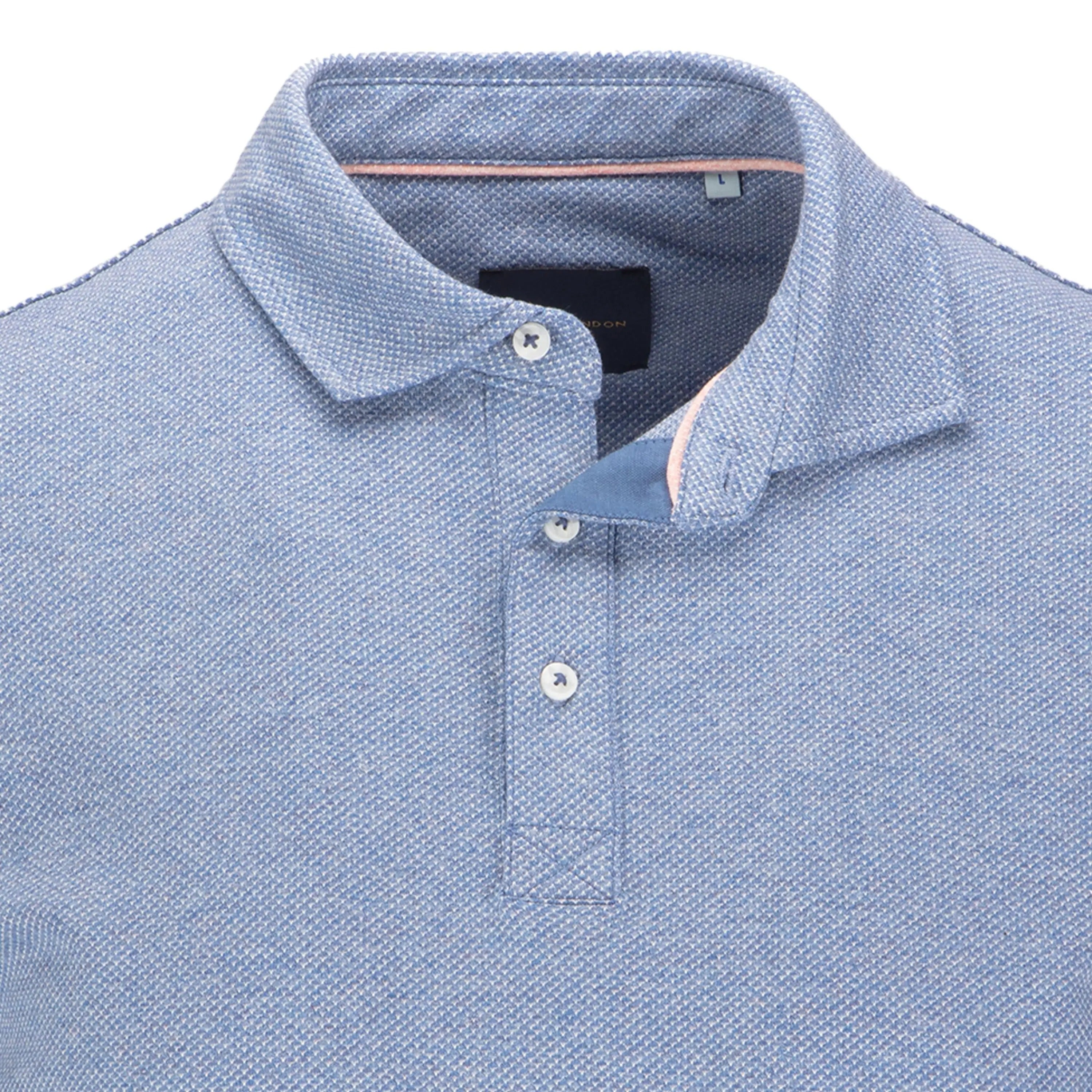 Faire,Guide London, Guide London Blue Jacquard Short Sleeve Polo, Blue, Extra Large-45-TagXL
