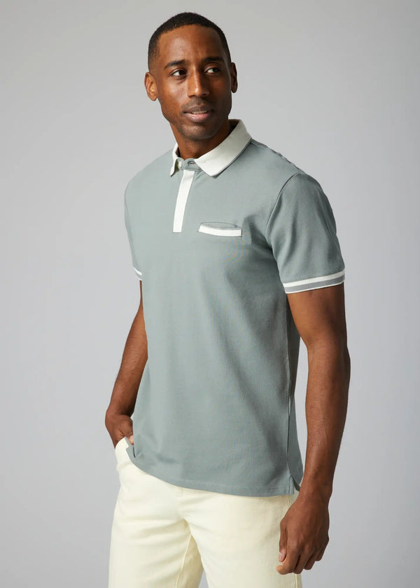 Julian & Mark Pastel Green Short Sleeve Polo with Contrast White Details