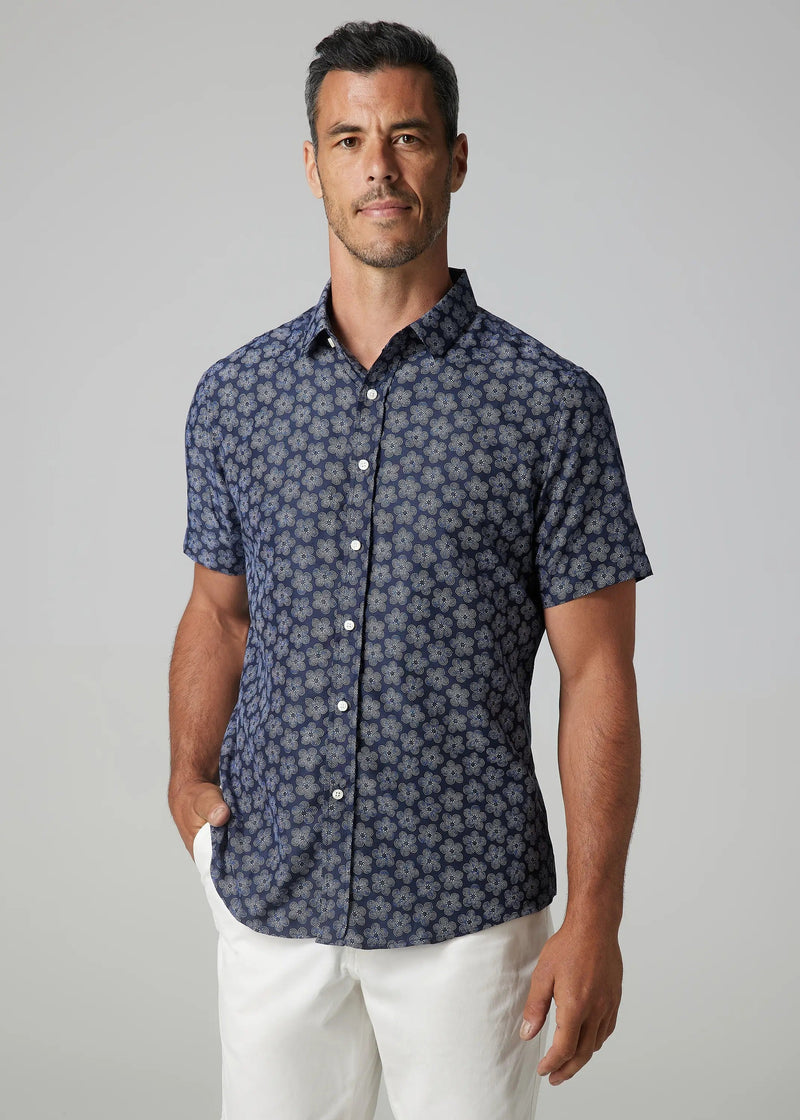 Julian & Mark Navy Floral Print Short Sleeve Button Up Shirt