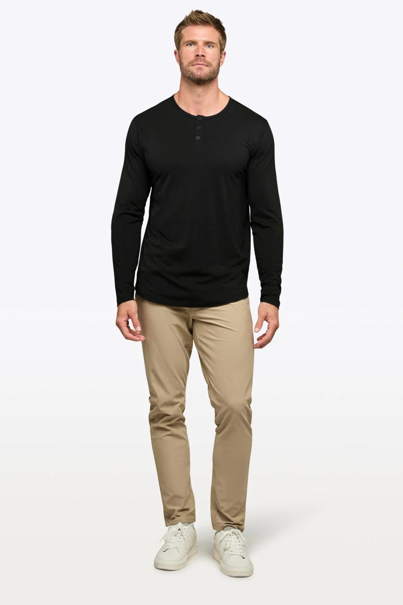 Wholesale,CUTS, CUTS Black Curve-Hem Buttery Soft Henley, Black, Medium-41-TagM