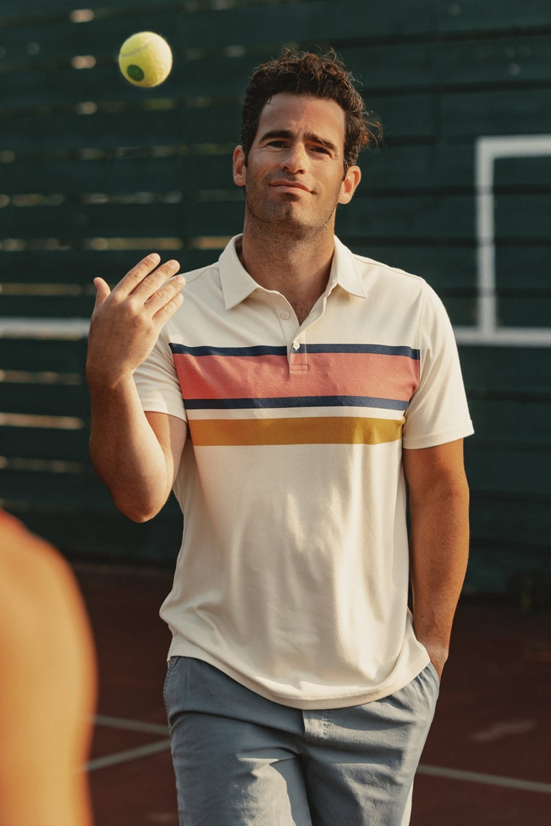 Wholesale,The Normal Brand, The Normal Brand Cream Mineral Red Stripe Chip Pique Polo, Cream, Medium-41-TagMLarge-43-TagLLarge-46-TagLExtra Large-46-TagXLExtra Extra Large-51-TagXXL
