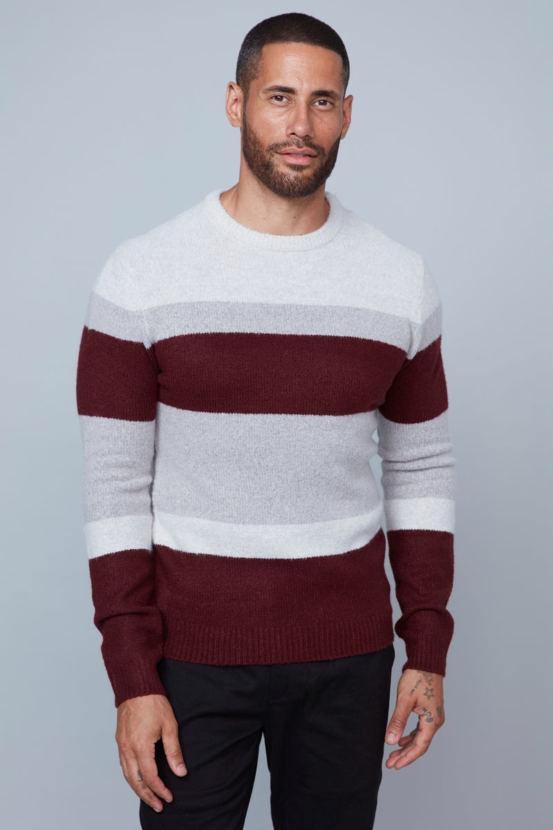 Wholesale,HEDGE, HEDGE Grey/Rust Colorblock Crewneck Sweater, Grey, Extra Large-46-TagXL