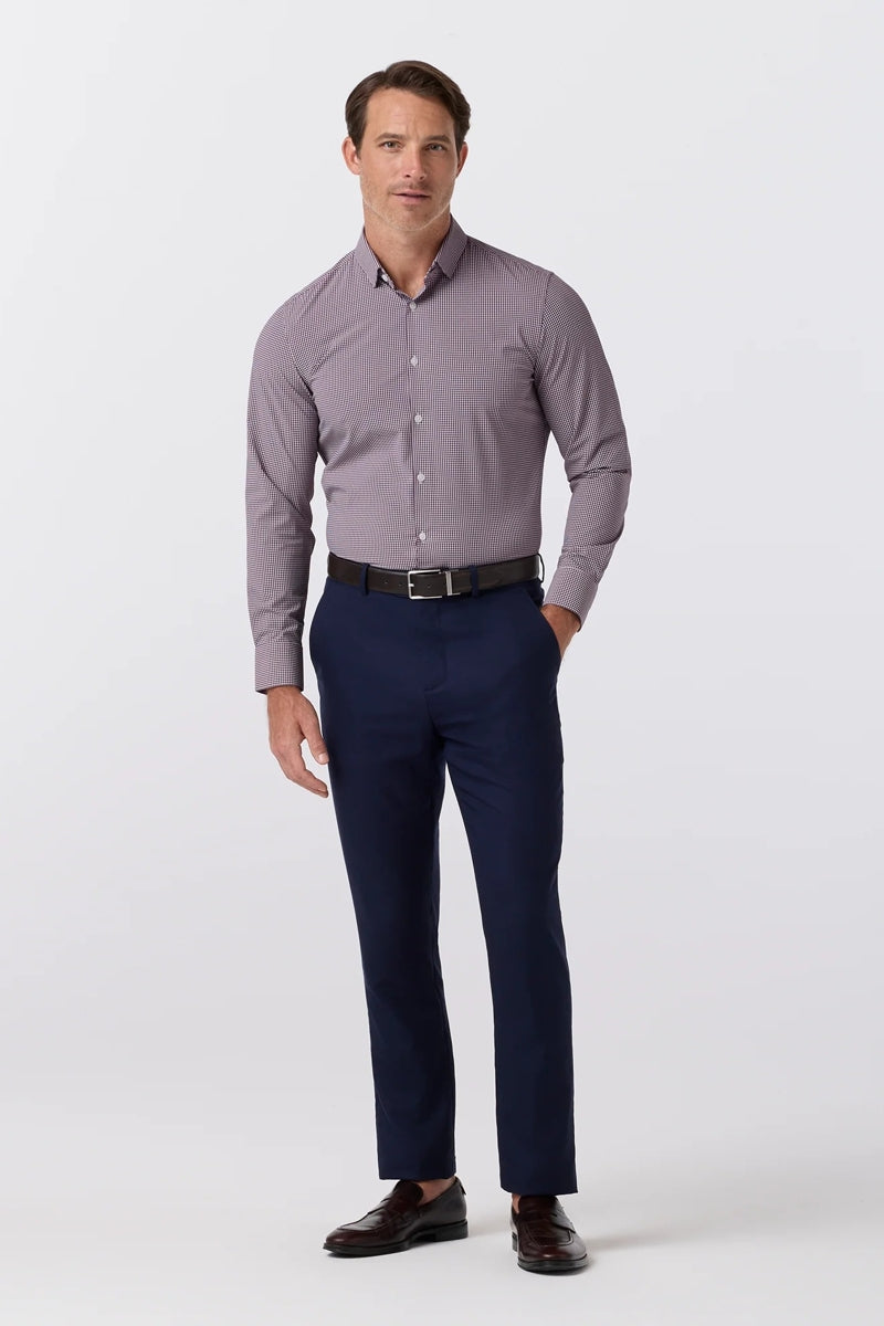 Wholesale,Mizzen + Main, Mizzen + Main Burgundy Performance Gingham Classic Shirt, Red, Extra Large-51-TagXLExtra Extra Large-54-TagXXL