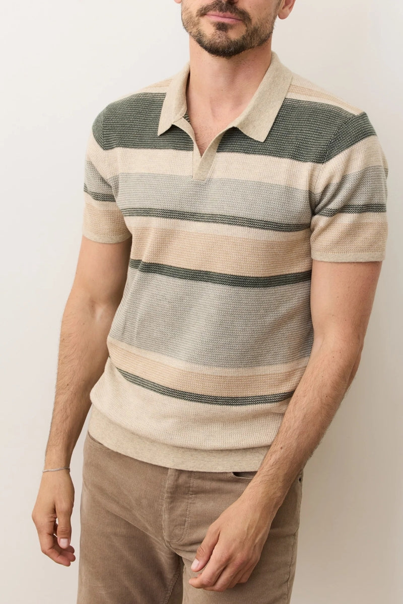 Wholesale,Marine Layer, Marine Layer Green Multi Stripe Sweater Polo, Green, Large-45-TagL