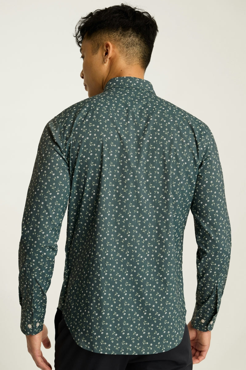 Wholesale,Bonobos, Bonobos Smoky Green Floral Print Slim Fit Shirt, Green, Large-45-TagL