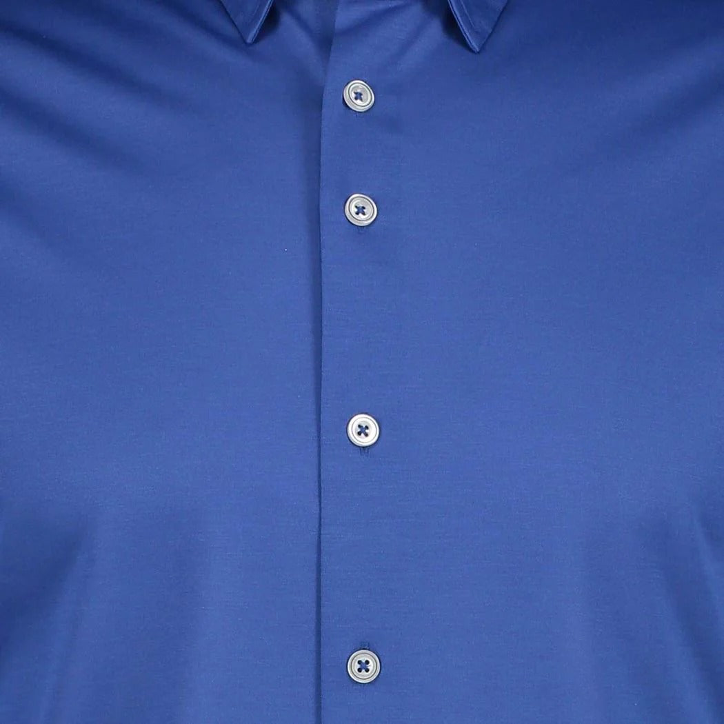Brand Partner,R2 Amsterdam, R2 Amsterdam Royal Blue Knitted Pique Short Sleeve Shirt, Blue, Large-44-Tag41
