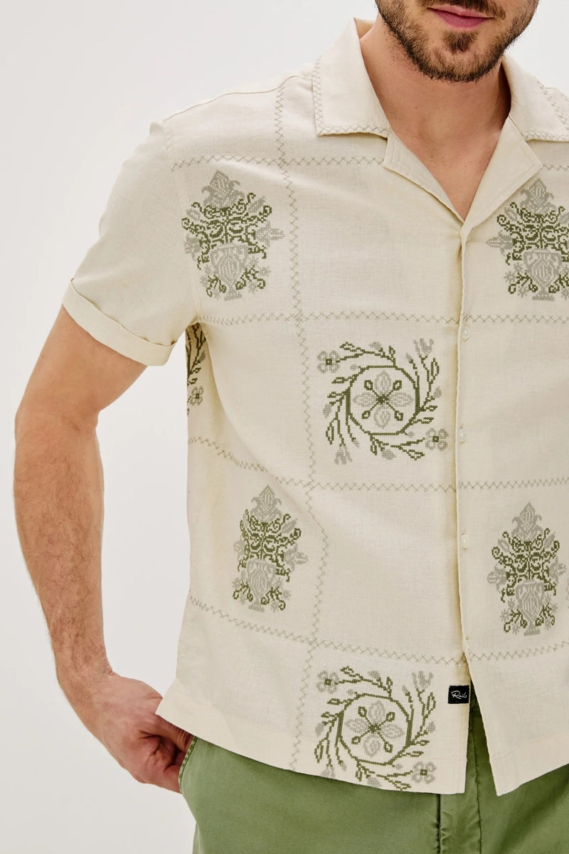 Wholesale,Rails, Rails Cream Quilt Squares Patchwork Embroidered Shirt, Cream, Extra Large-50-TagXL