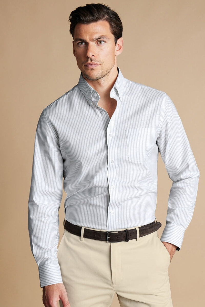 Wholesale,Charles Tyrwhitt, Charles Tyrwhitt Silver Grey Striped Stretch Shirt, Grey, Medium-42-TagMExtra Extra Large-51-TagXXLExtra Large-48-TagXL