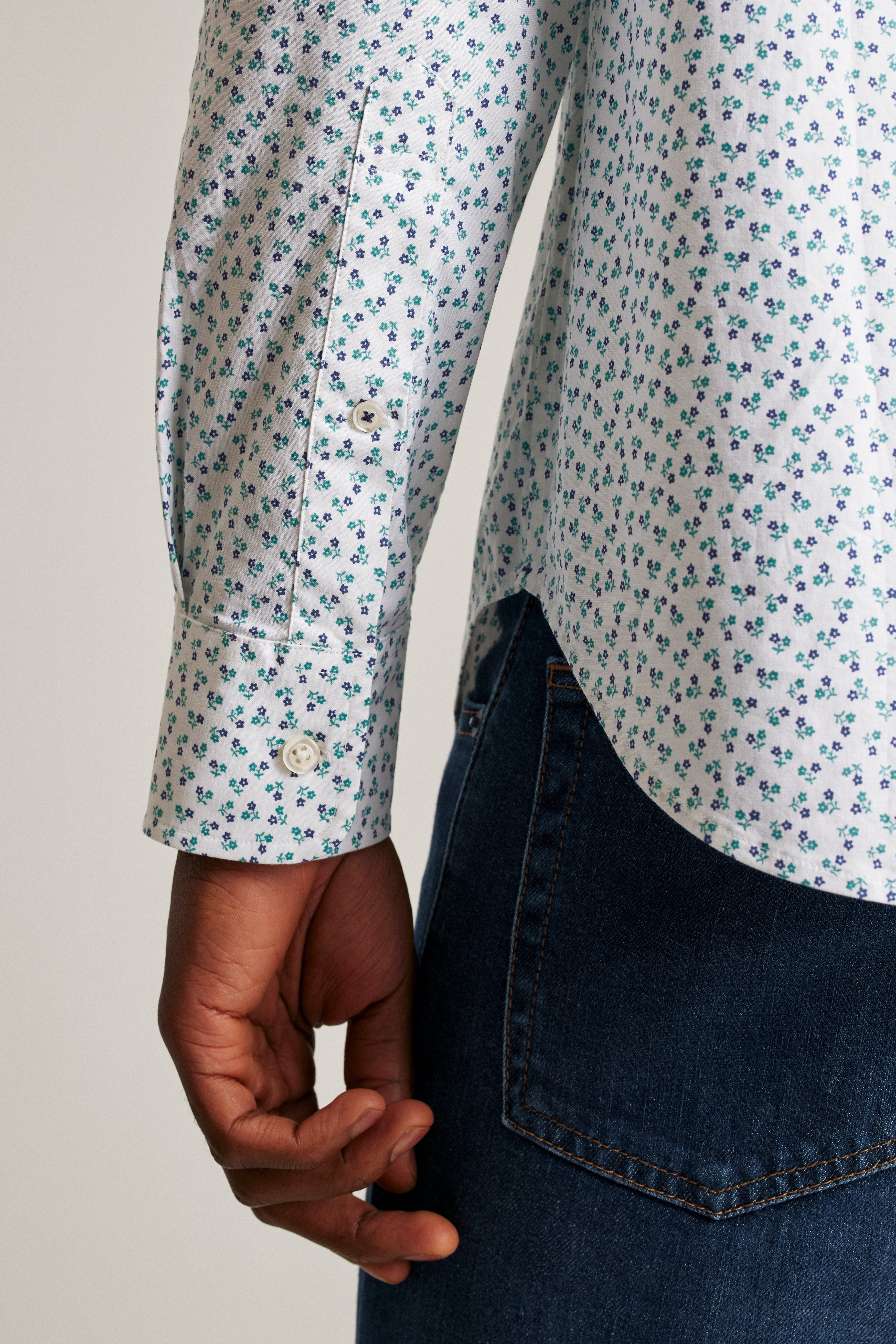 Wholesale,Bonobos, Bonobos White Floral Print Stretch Long Sleeve Shirt, White, Extra Extra Large-51-TagXXL